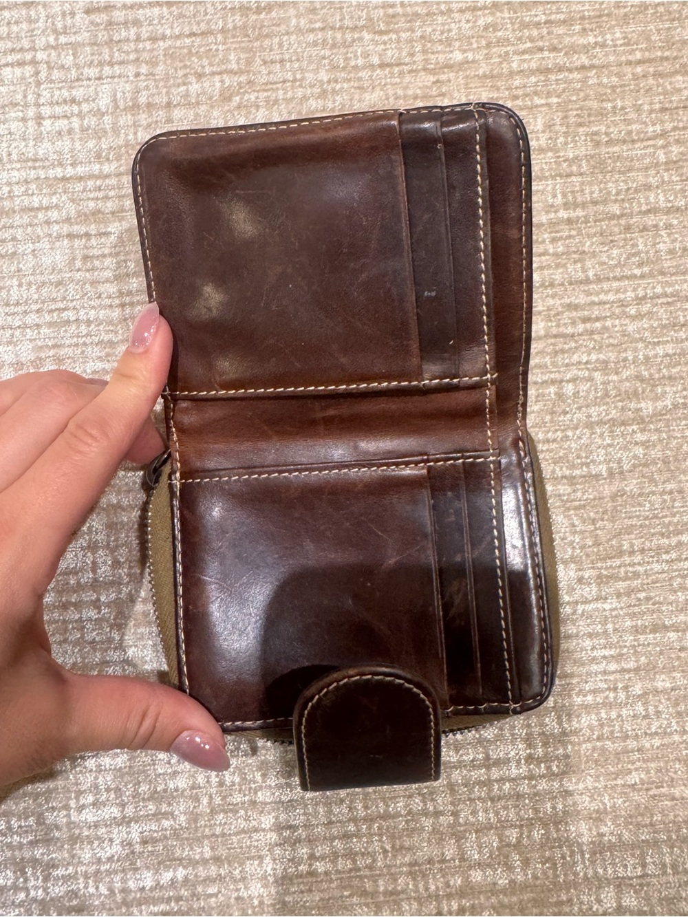 Dooney & Bourke Tan and Brown bi fold small Wallet - Picture 4 of 4
